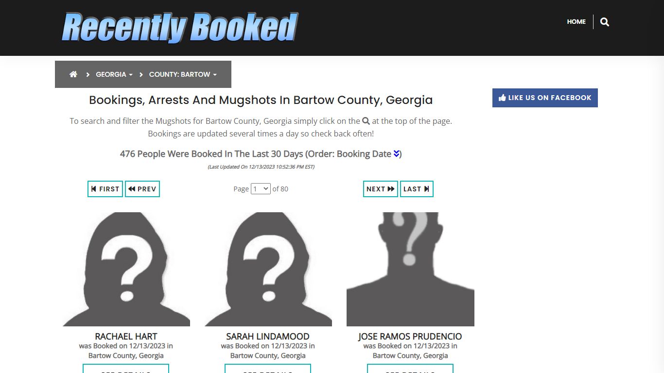 Recent bookings, Arrests, Mugshots in Bartow County, Georgia